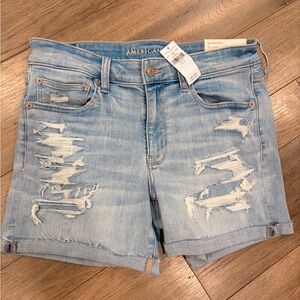 American Eagle Outfitters Low Rise Stretch Midi Ripped Jean Shorts- size 12